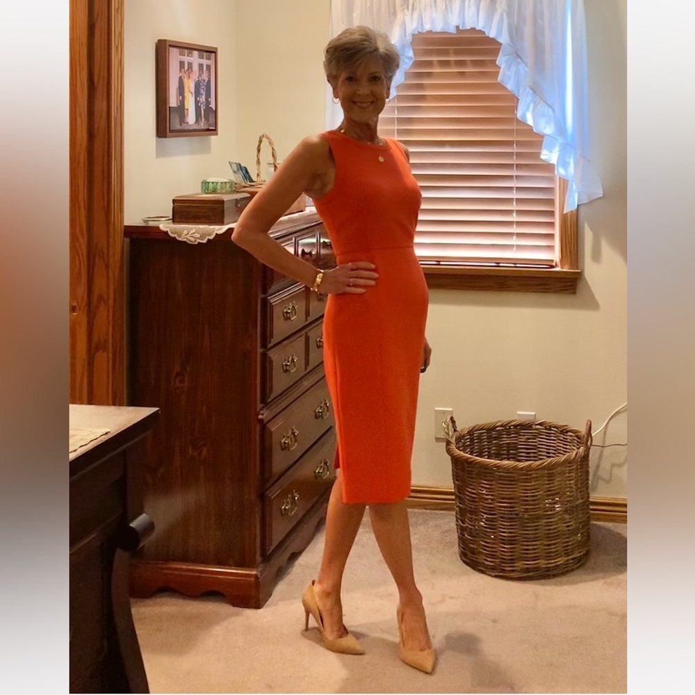 J Crew Sheath Dress in Four Season Stretch, Ripe Persimmon, size 2, NWT